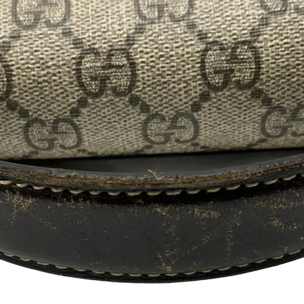 Gucci GG Plus/GG Supreme Handbag 223650 Beige Dark Brown PVC Leather